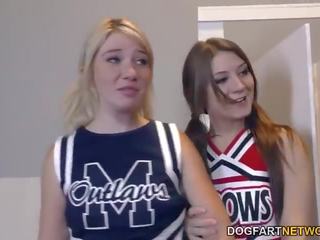 Cheerleader Jojo Kiss and Zelda Morrison tries BBC