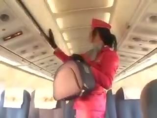 Seksikas stjuardess imemine riist enne cunnilingus